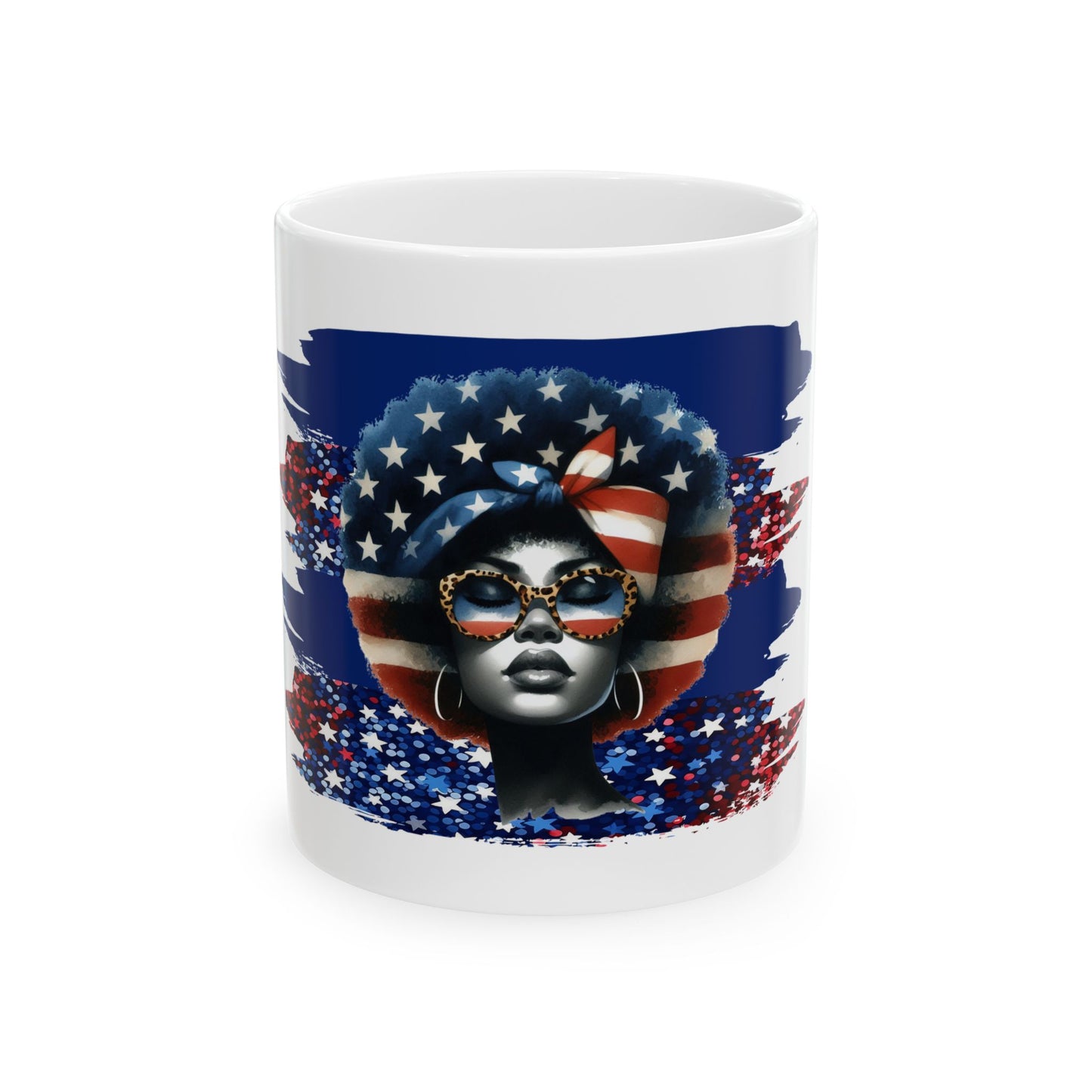 Patriotic Afro-American Woman Ceramic Mug - 11oz & 15oz Coffee Cup