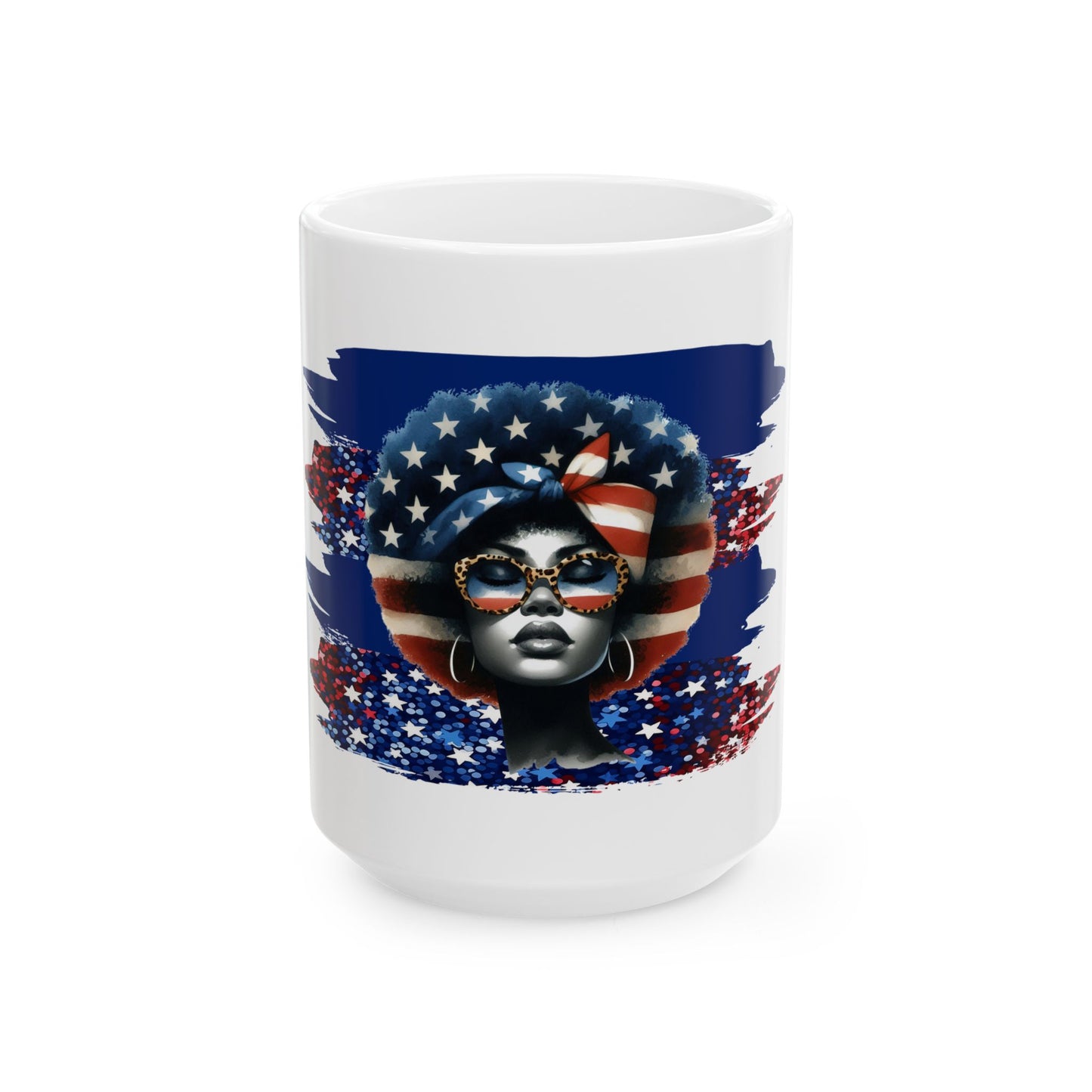 Patriotic Afro-American Woman Ceramic Mug - 11oz & 15oz Coffee Cup