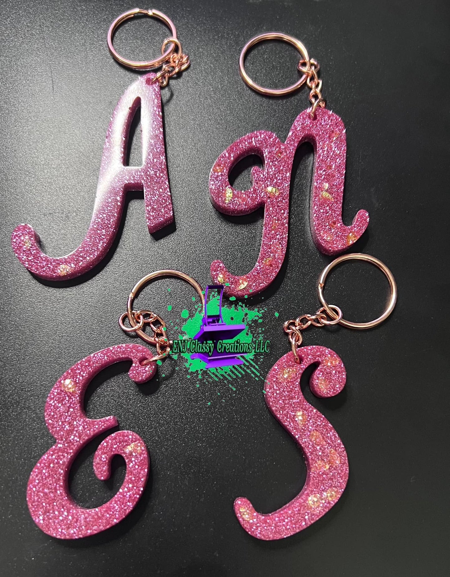 Glitter Letter Keychain
