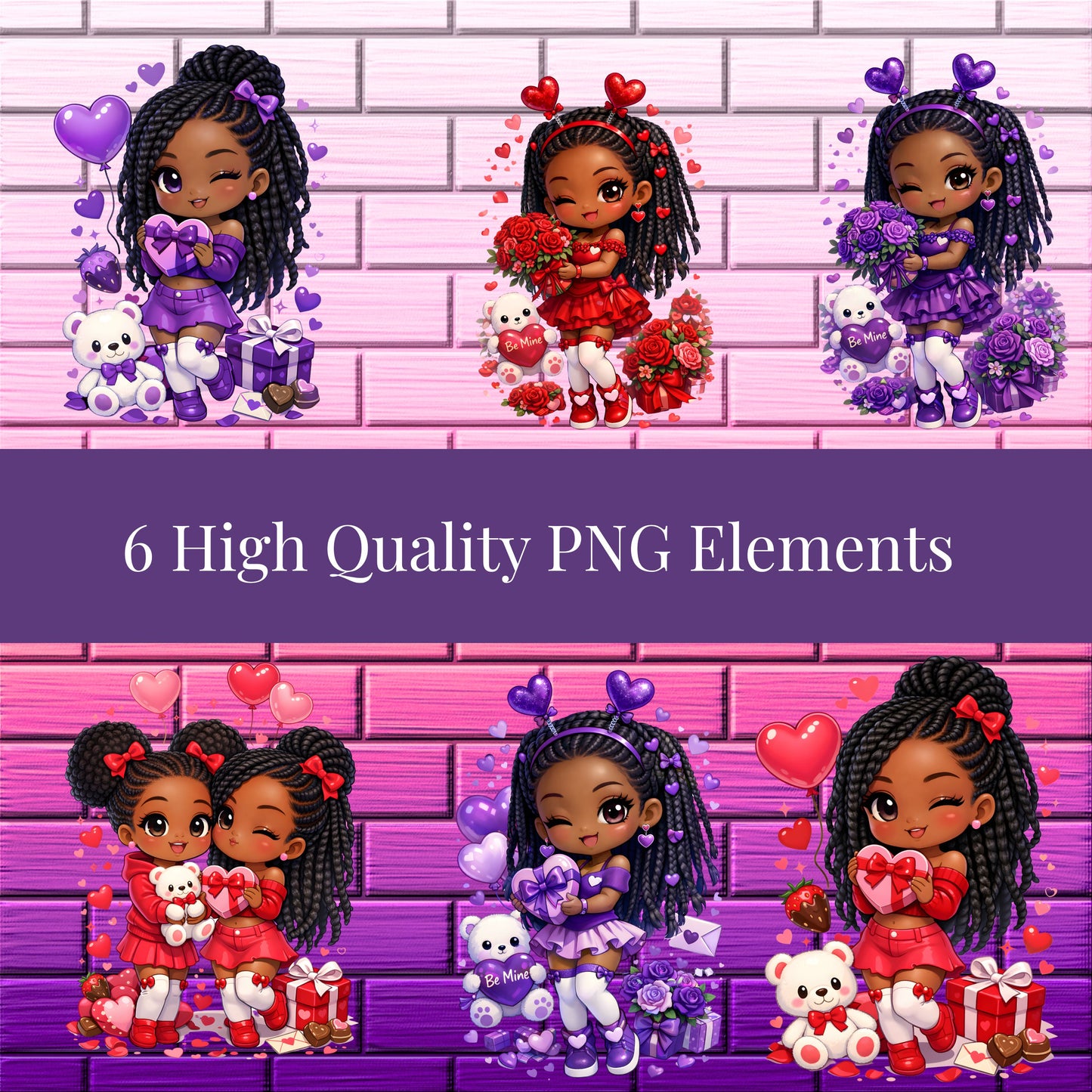 6 PNG Valentine Dolls