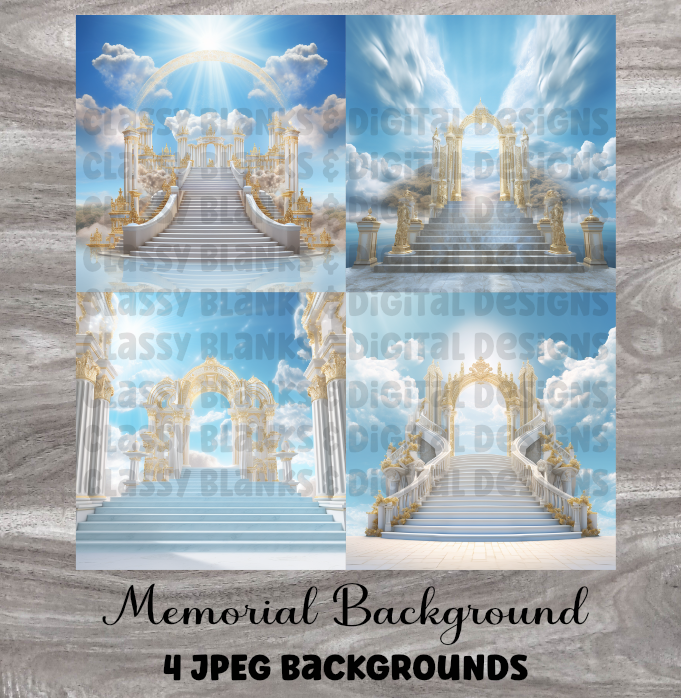 Memorial Light Blue Backgrounds 4 JPEGs