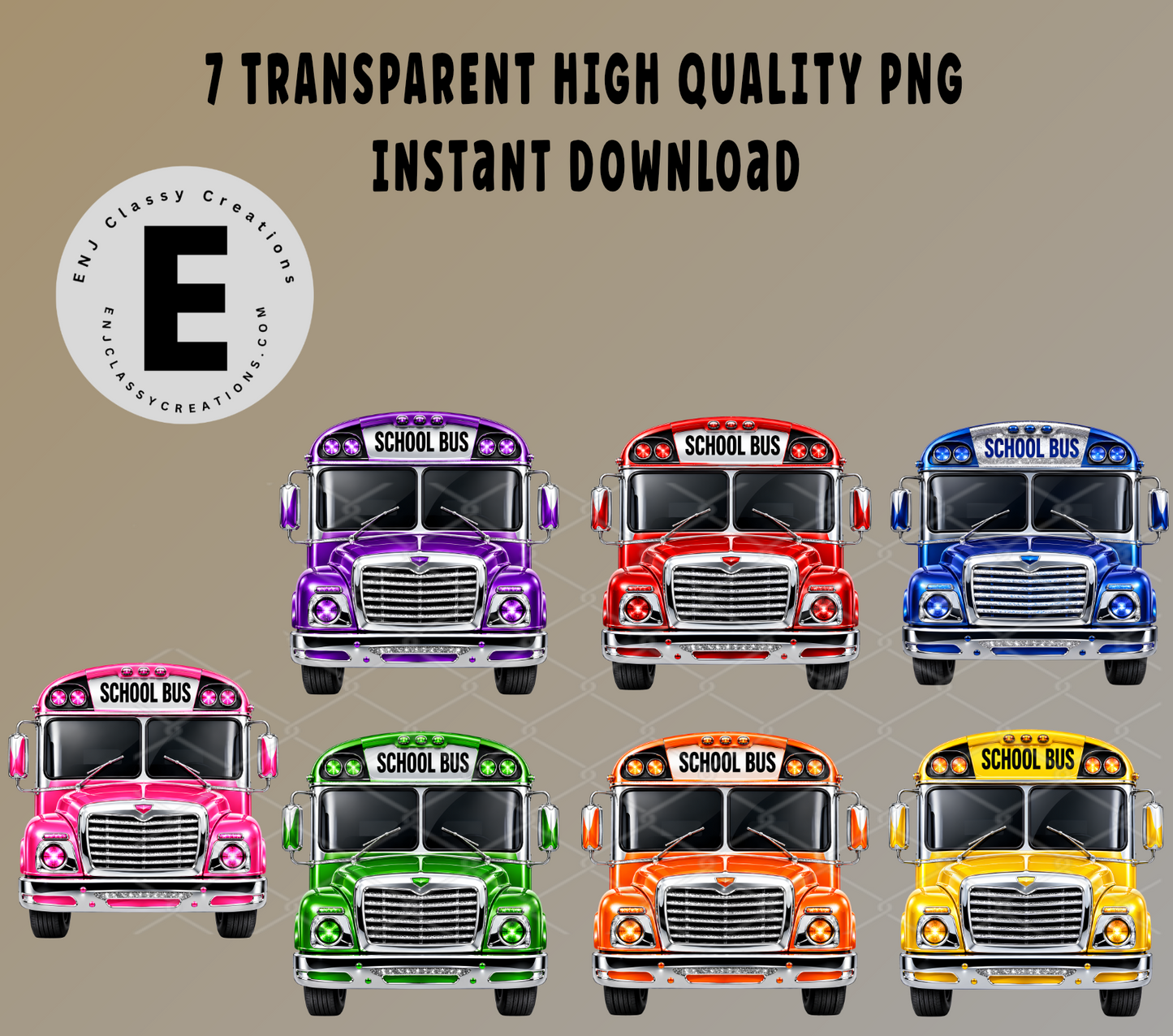 School Bus PNG Bundle | 7 Colorful School Bus Clipart | Transparent PNG