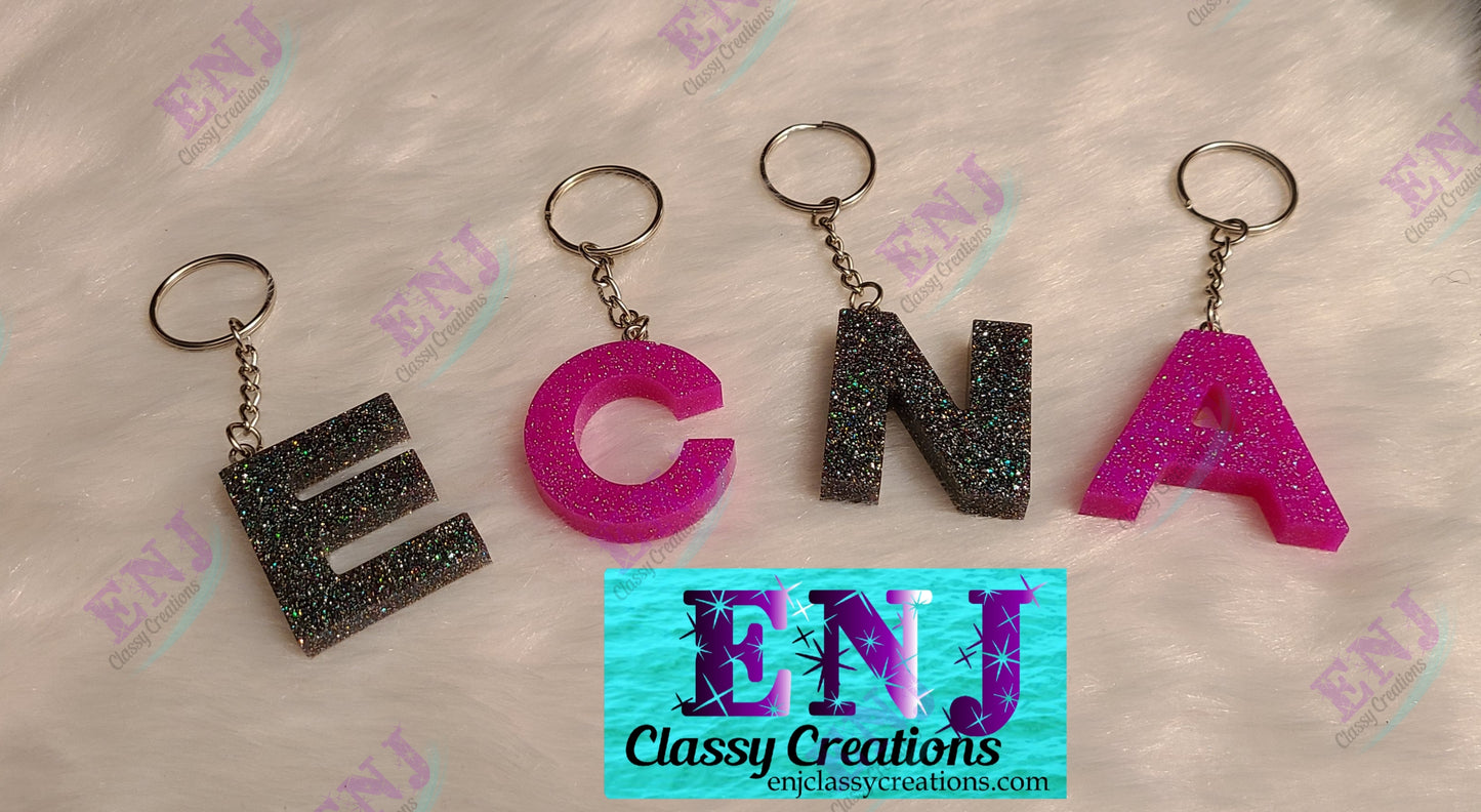 Glitter Letter Keychain