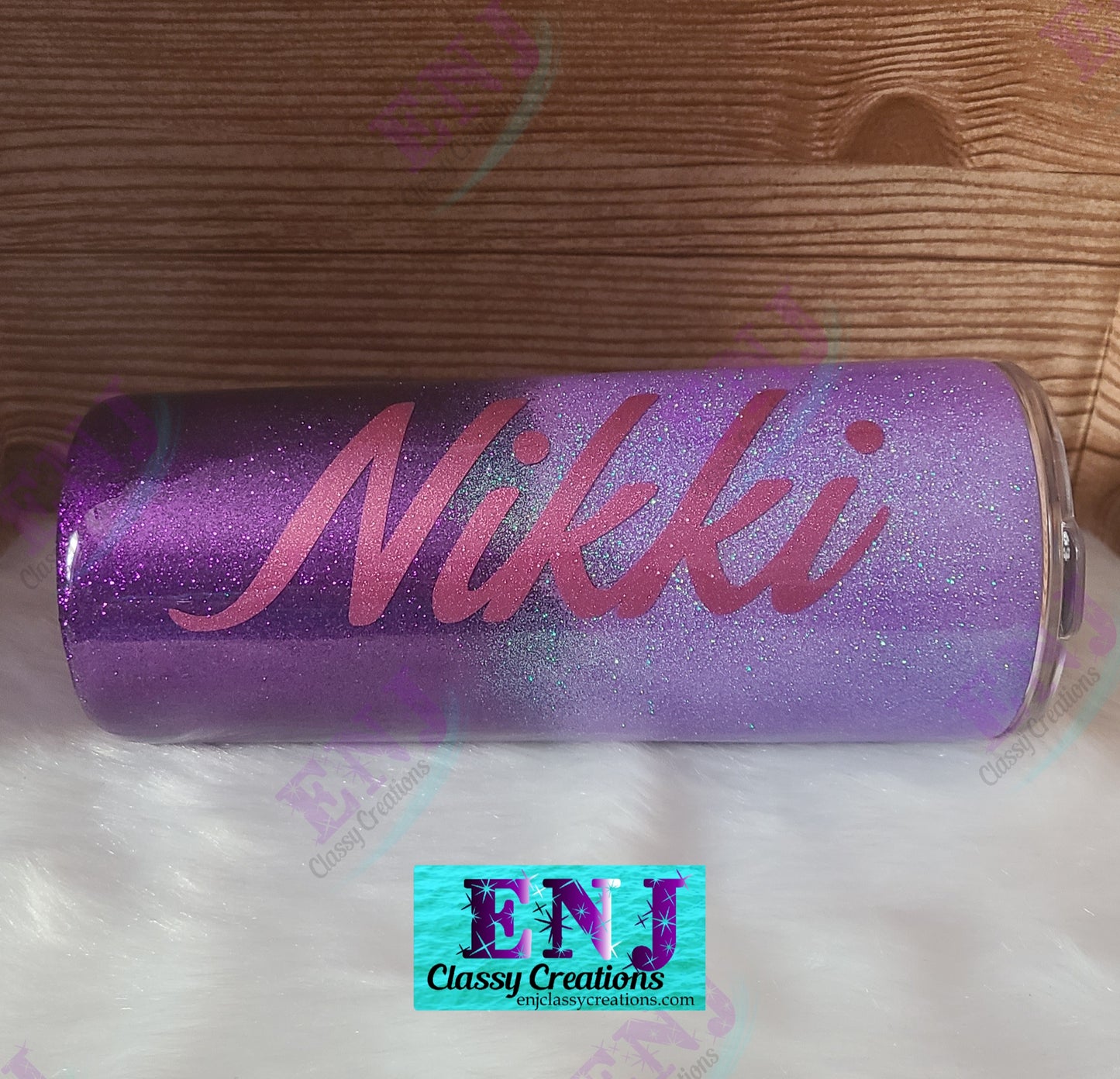 Stainless Steel Glitter Tumbler with lid and straw " NAME ONLY"
