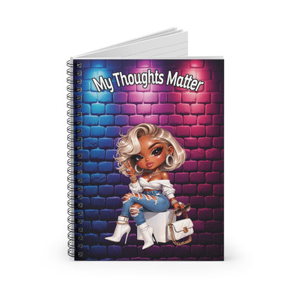 Spiral Notebook — "My Thoughts Matter" Cute Fashion Girl Journal