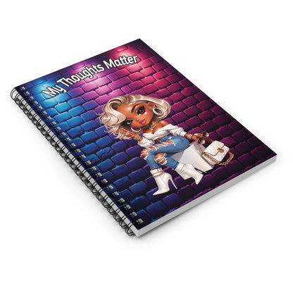 Spiral Notebook — "My Thoughts Matter" Cute Fashion Girl Journal
