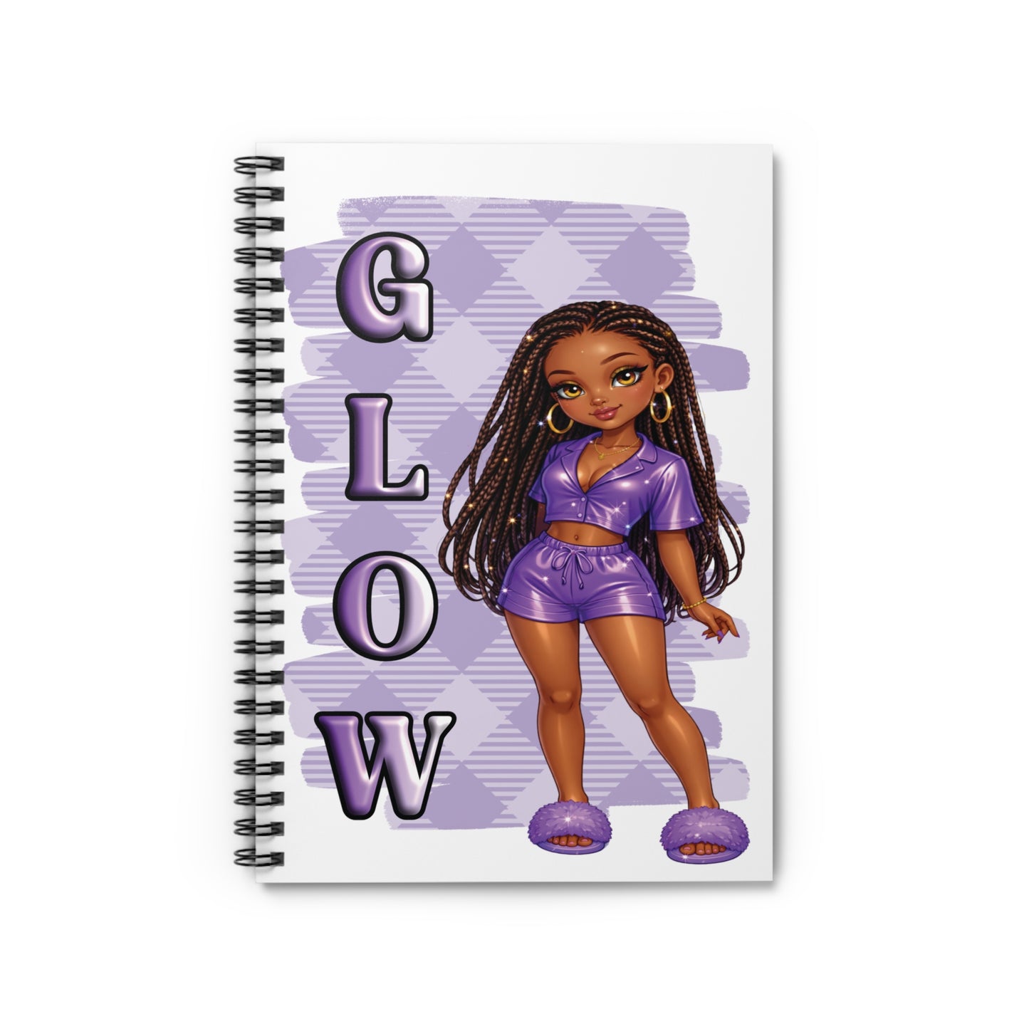 Notebook — 'GLOW' Girl Doodle Spiral Notebook (Ruled)
