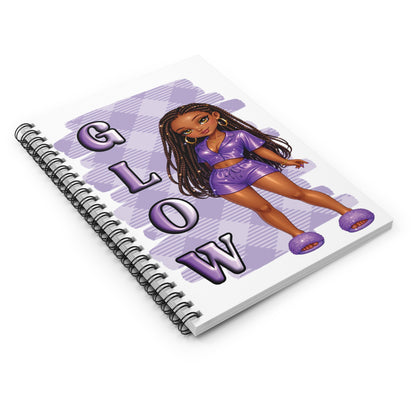 Notebook — 'GLOW' Girl Doodle Spiral Notebook (Ruled)
