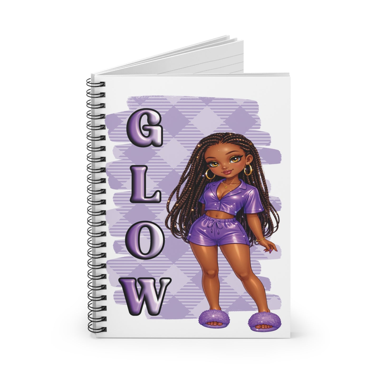 Notebook — 'GLOW' Girl Doodle Spiral Notebook (Ruled)