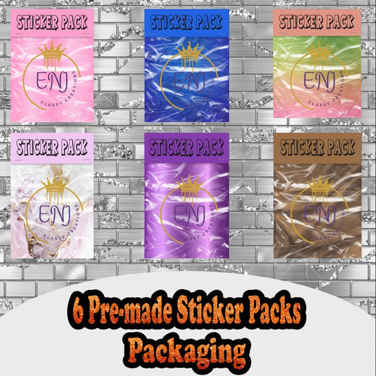 6 Premade Sticker Pack Packaging for Digital Stickers