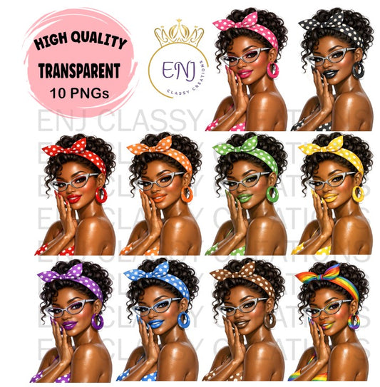 Retro Girls 10 Transparent PNG Bundle