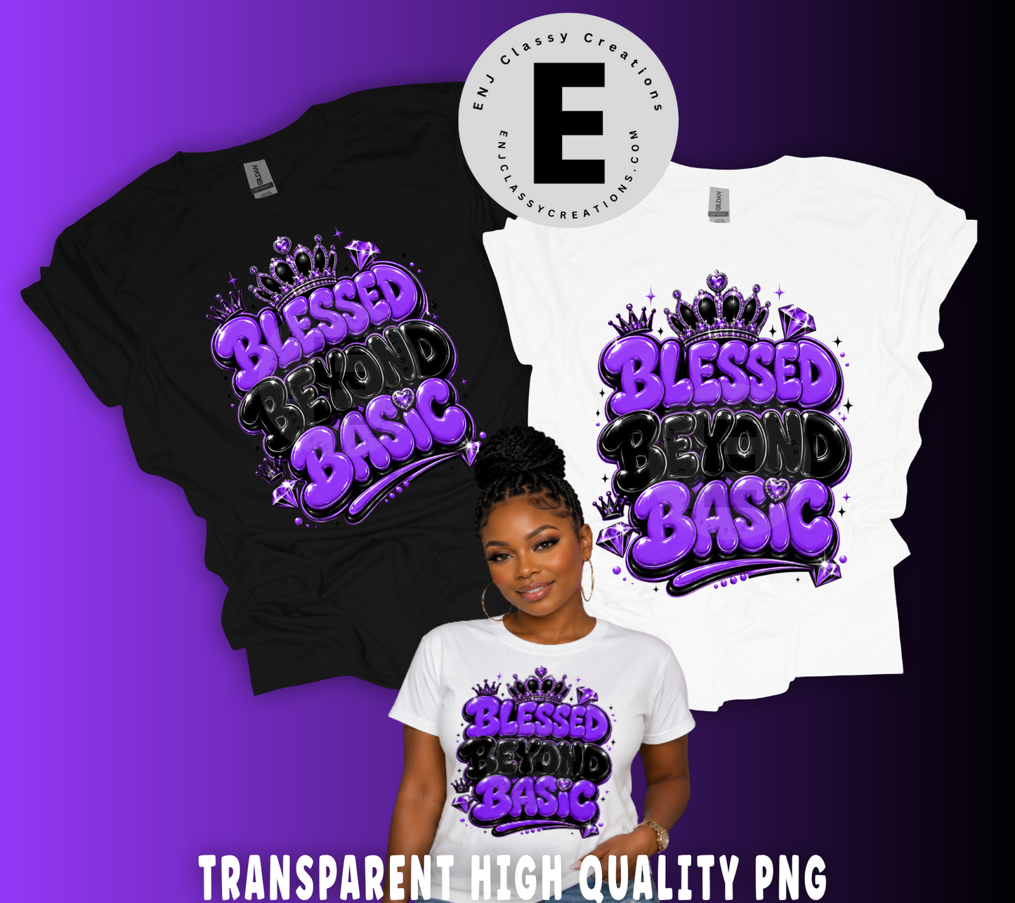 Blessed Beyond Basic PNG Bundle | Purple & Pink Faith Graphic Designs | High-Quality Transparent PNG | Instant Digital Download