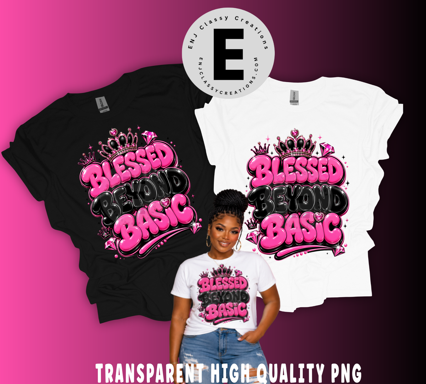 Blessed Beyond Basic PNG Bundle | Purple & Pink Faith Graphic Designs | High-Quality Transparent PNG | Instant Digital Download