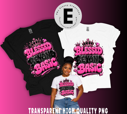Blessed Beyond Basic PNG Bundle | Purple & Pink Faith Graphic Designs | High-Quality Transparent PNG | Instant Digital Download