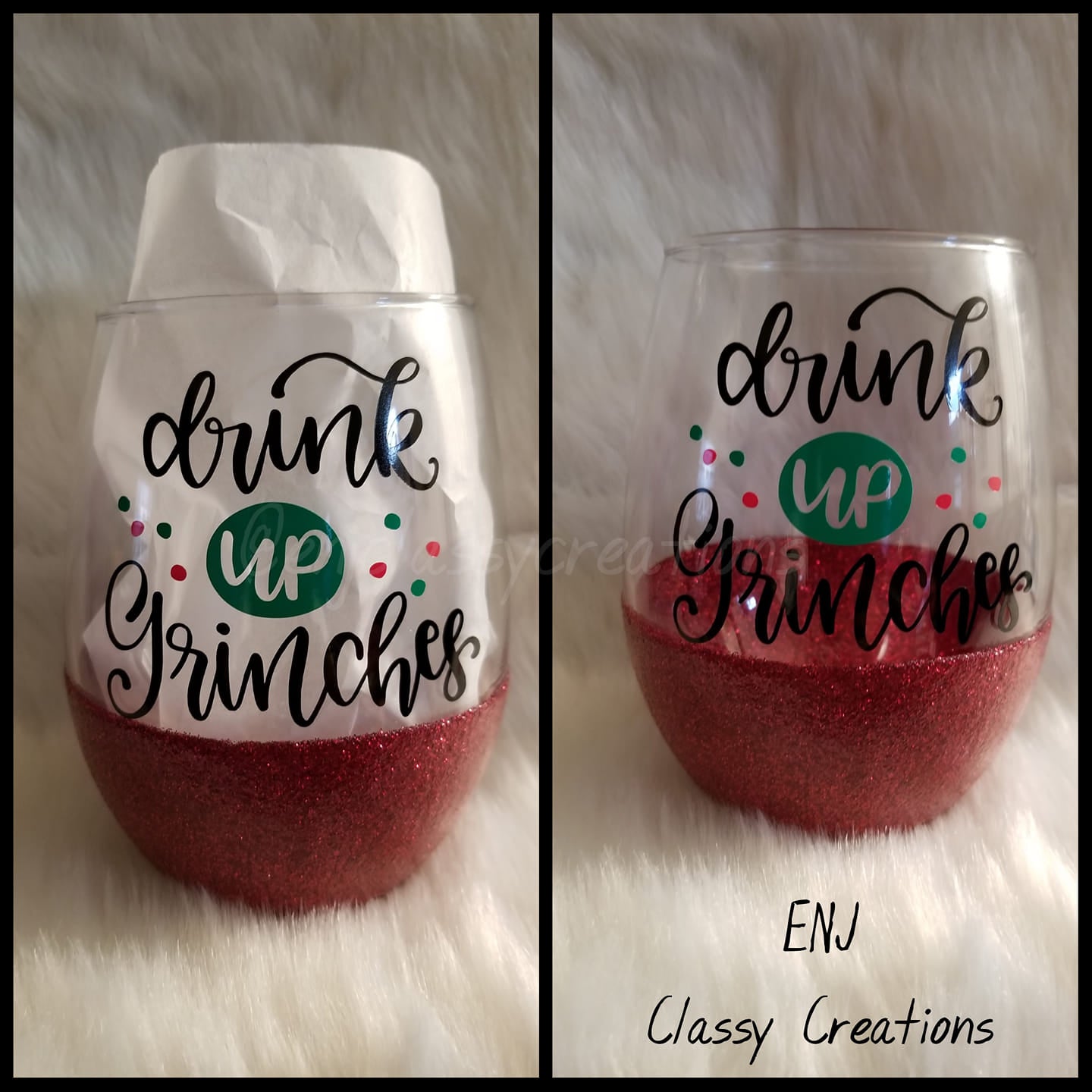 Drink up Grinches Stemless Wine Glass