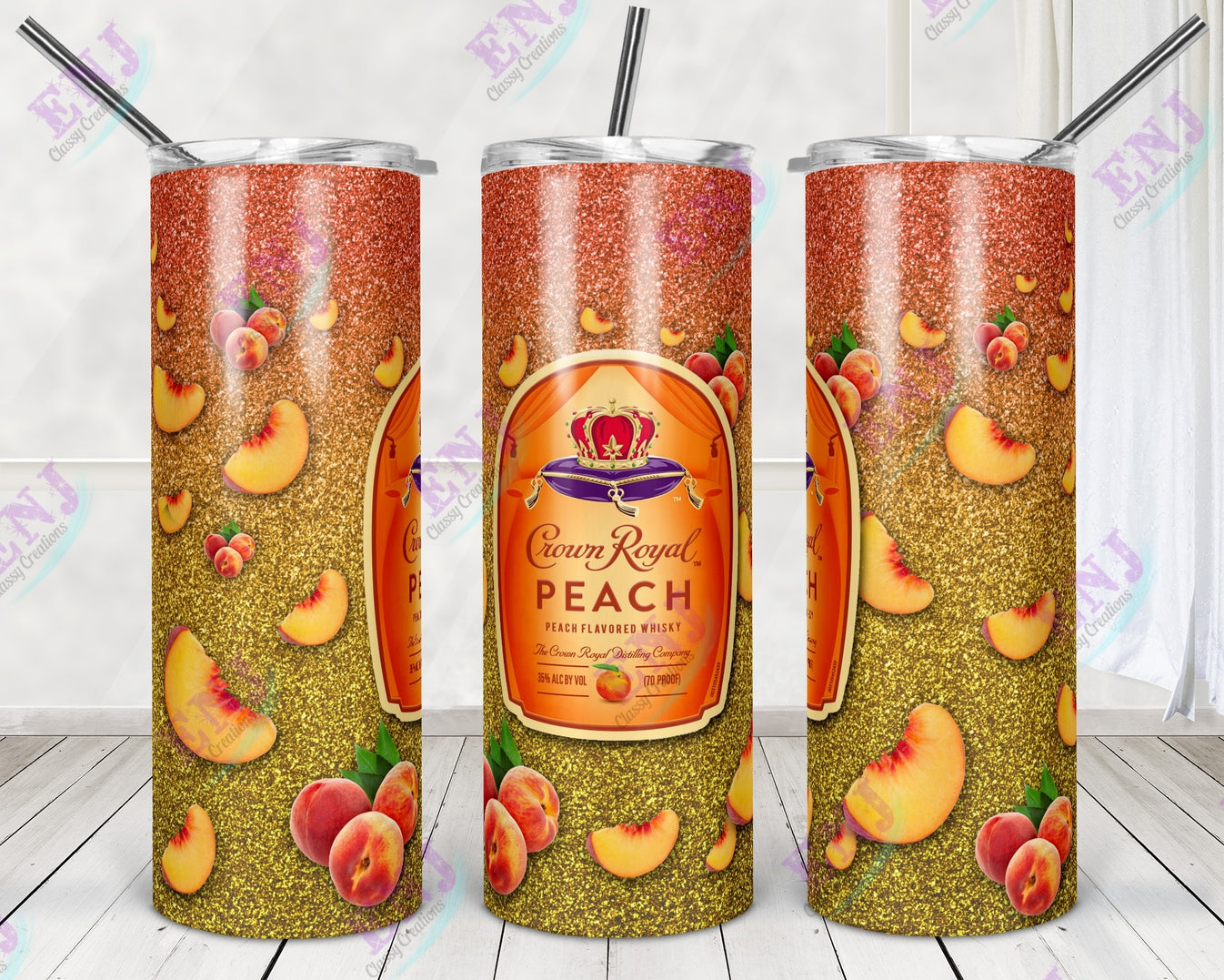 Crown Royal Peach Skinny Tumbler Enj Classy Creations Llc 2264