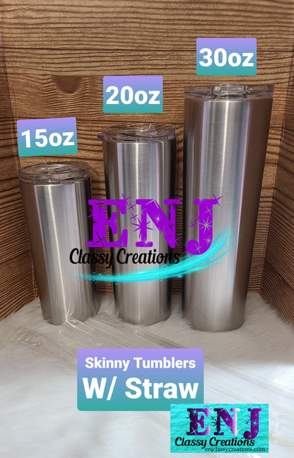 Stainless Steel Glitter Tumbler with lid and straw " NAME ONLY"