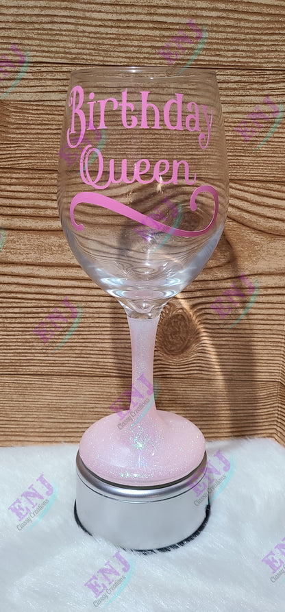 Birthday Queen Wine glass