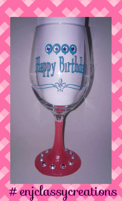 Happy Birthday wine glass