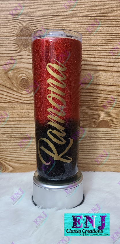 Stainless Steel Glitter Tumbler with lid and straw " NAME ONLY"